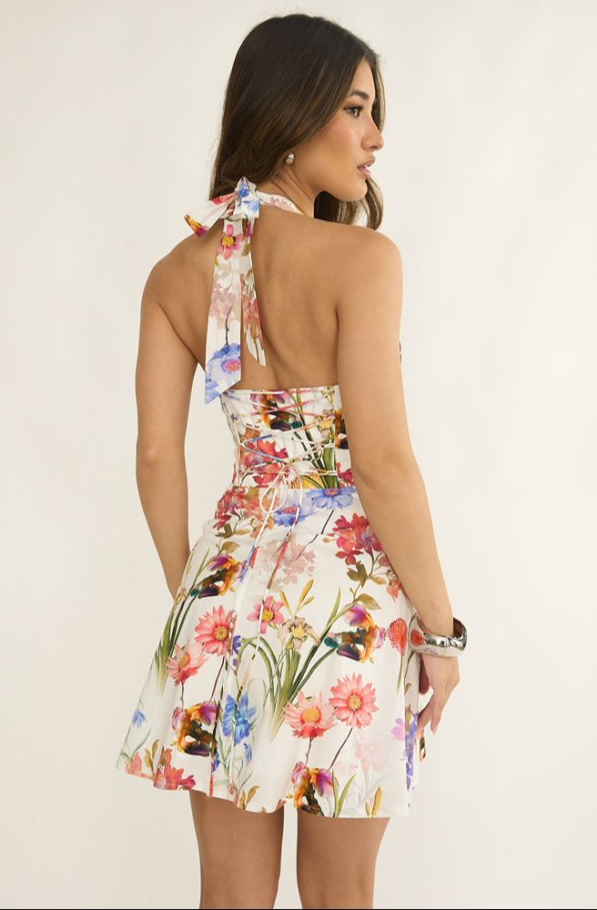 Summer Petal Mini Dress, Open Back Mini Dress Rear View