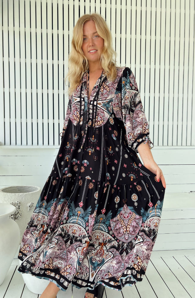 Jaase Super Nova Print Ria Dress, Tiered Skirt Ruffle Hem