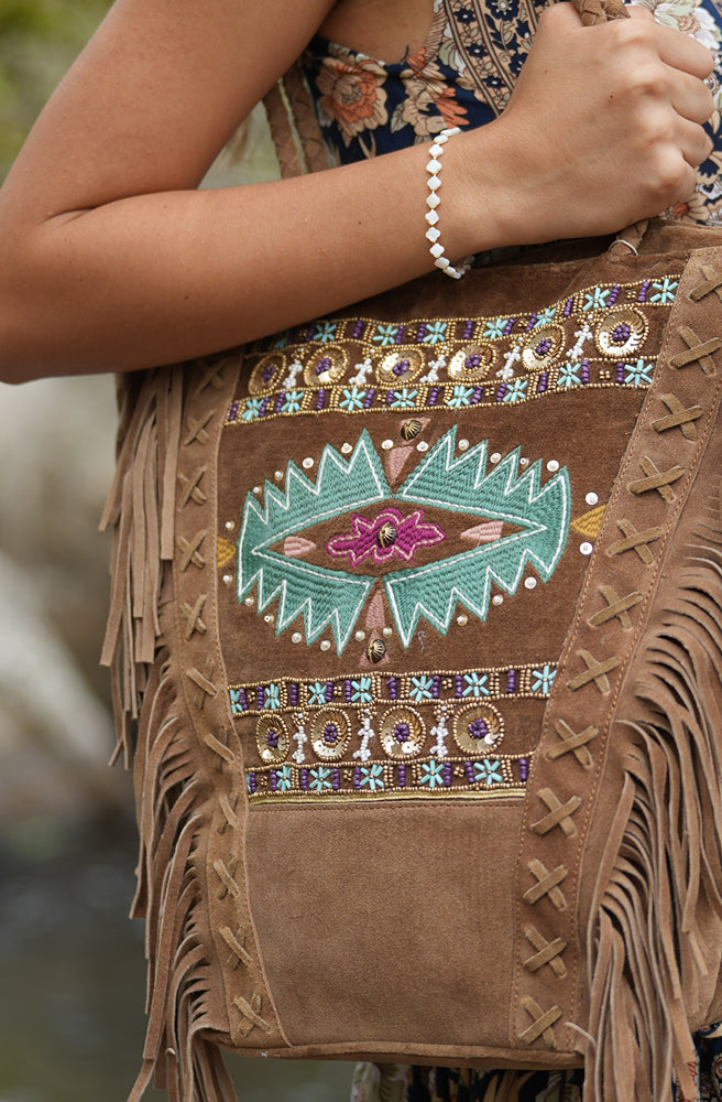 Velvet Suede Bag, close up view and details