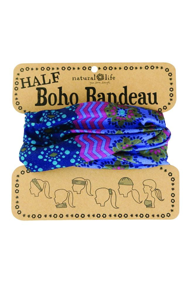 Boho Bandeau Half Mauve Blue Accents