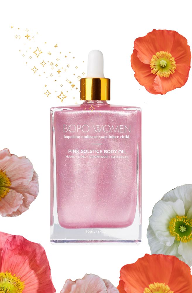 Pink Solstice Body Oil, Natural Shimmer Body Product