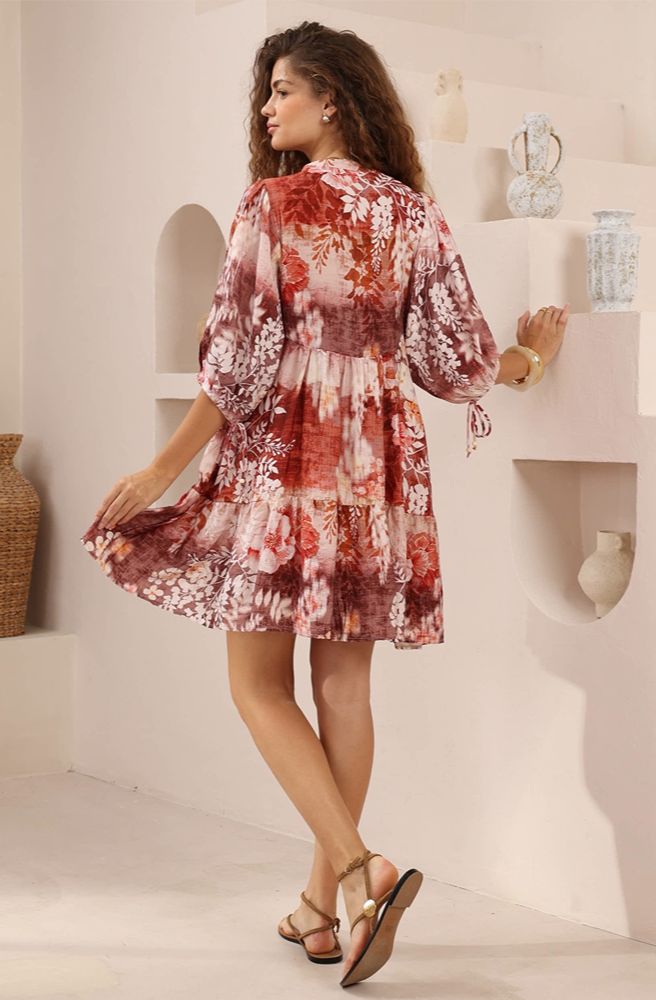 Wildwood Baby Doll Dress, Boho Resort Style Back View