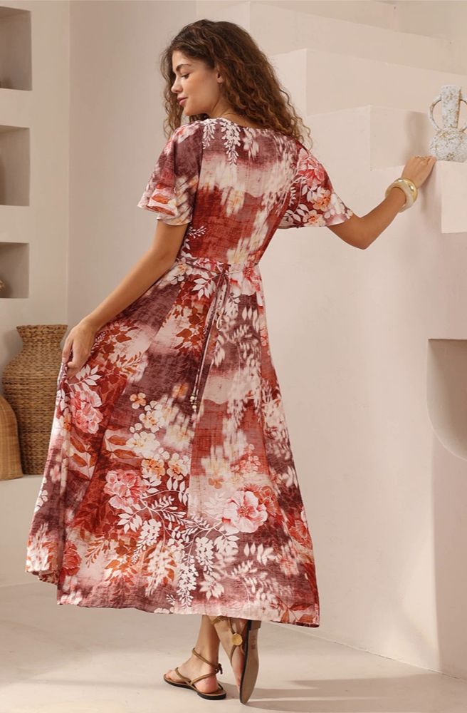 Wildwood Maxi Dress, Boho Resort Stlye Back View