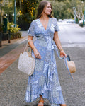 Indigo Mosaic Nymph Wrap Dress