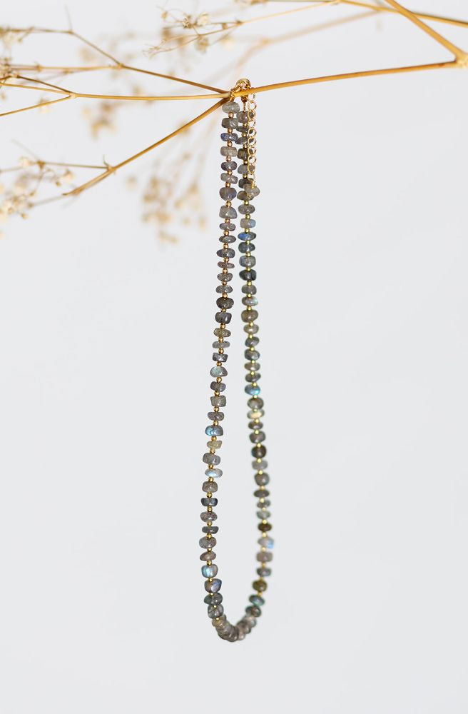 boho style labradorite stone healing crystal necklace