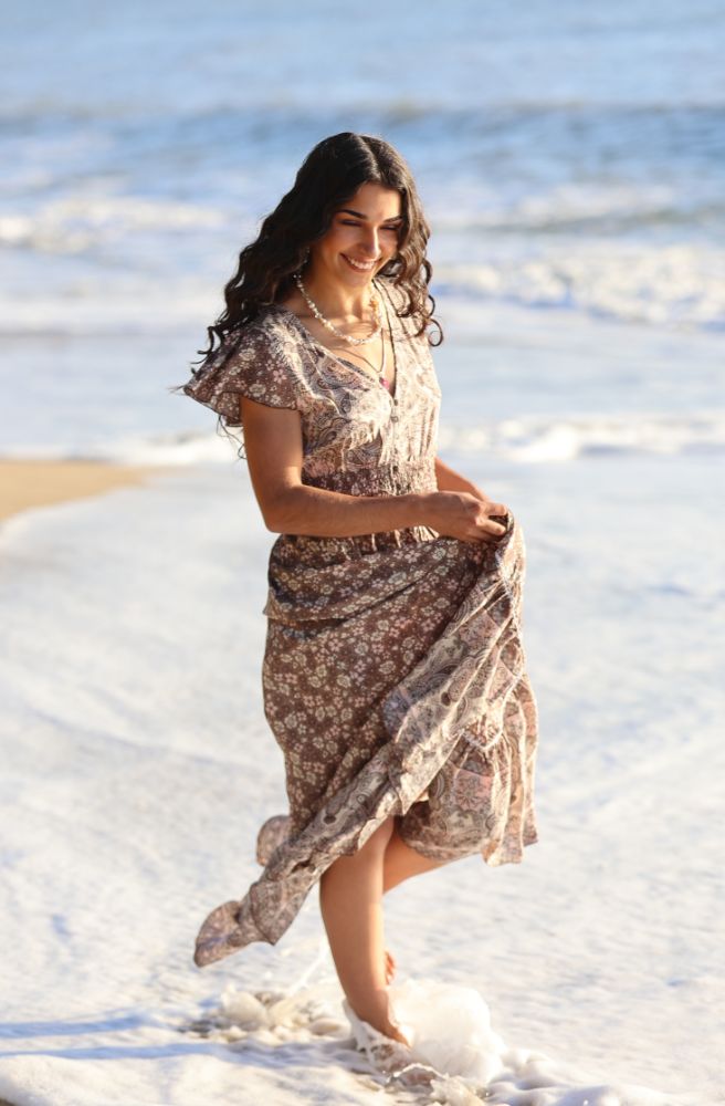 Honey Bunch Chocolate Sunday Nafisa Dress at Beach