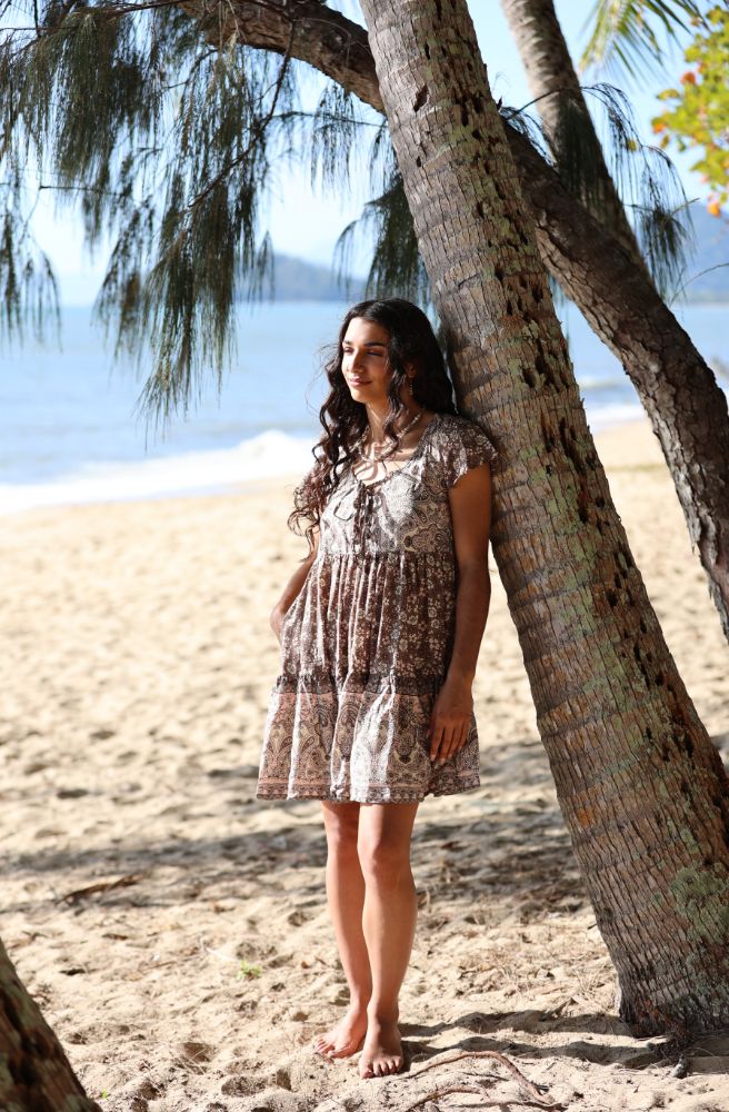 Chocolate Sunday Baby Doll Mini Dress