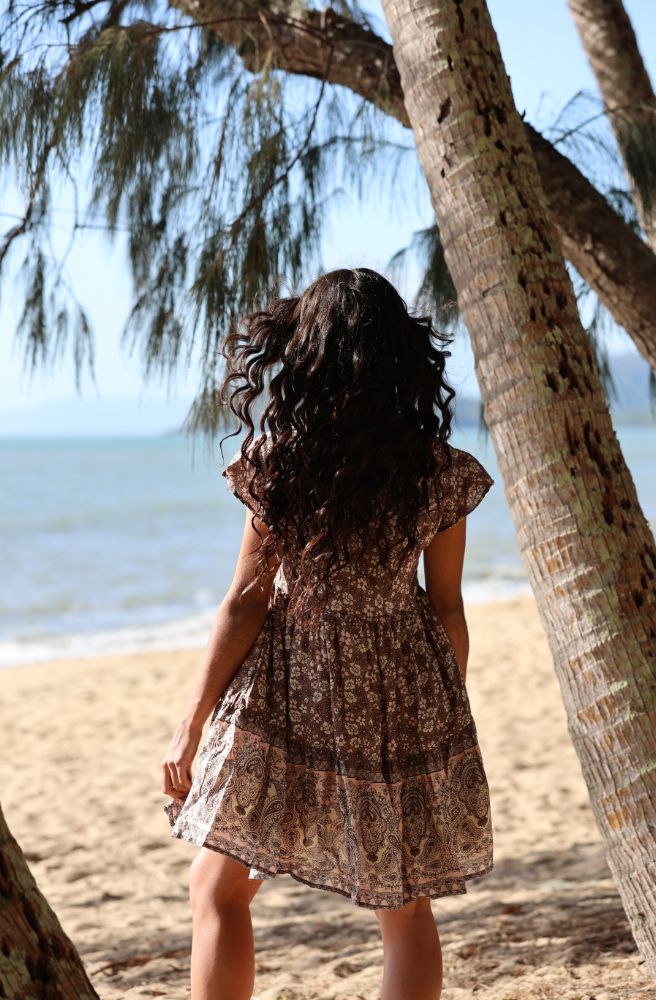 Chocolate Sunday Baby Doll Mini Dress, Rear View