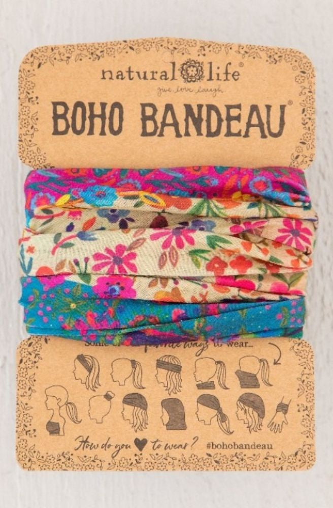 stretch knit boho bandeau headband flower print