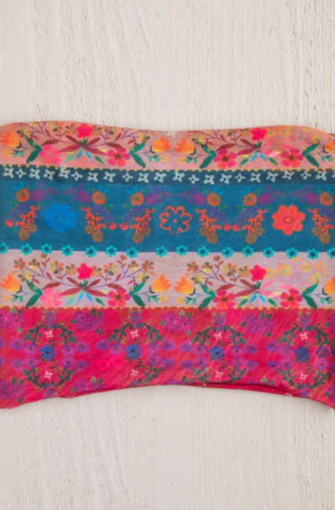Half Boho Bandeau Pink/Blue border flat lay
