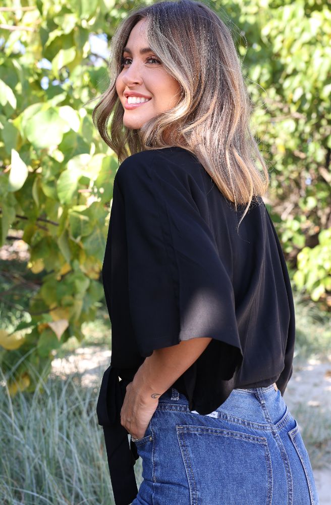 Ebony Shazza Top, Side View Showing Relaxed Fit