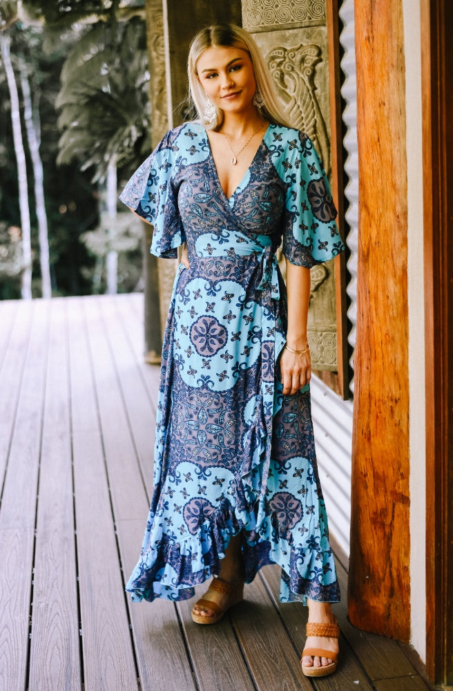 Lulu Print Combi Wrap Maxi Dress two | Unique Designs by Honey Bunch