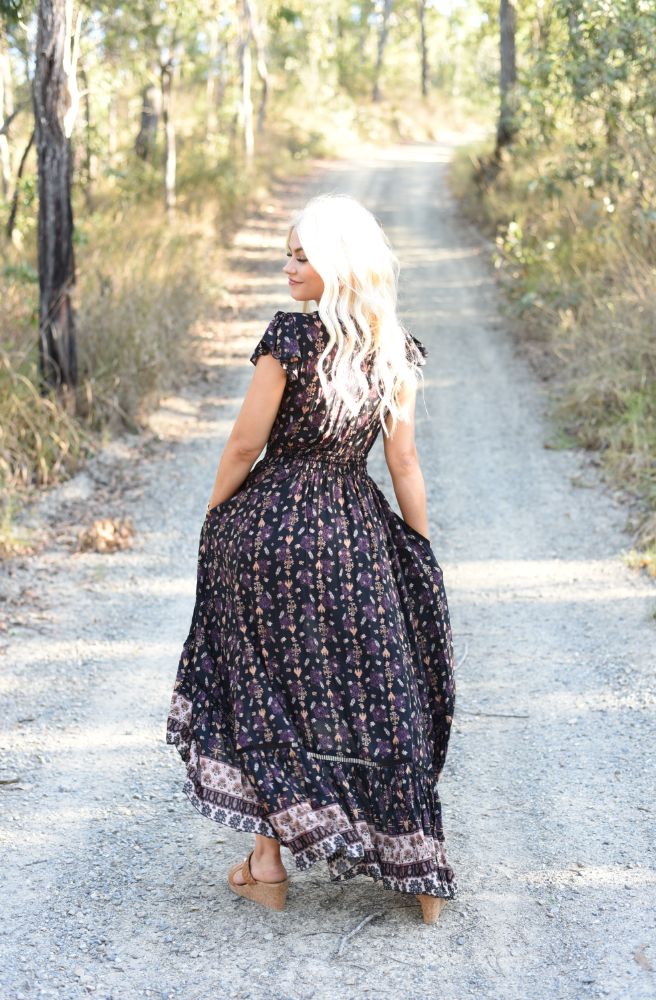 Savannah Nafisa Closed Back Maxi Dress, Rear View