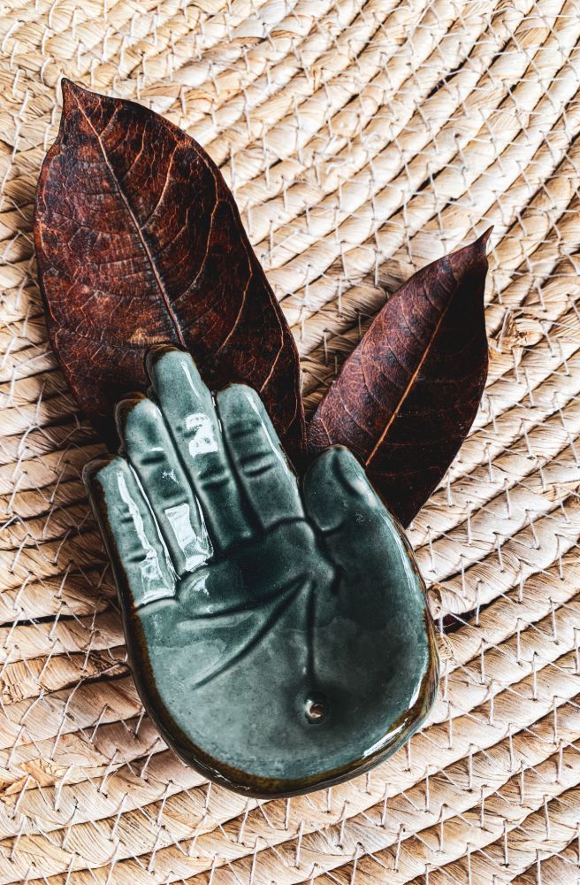 Hamsa Hand Ceramic Small Incense Holder, Gift Idea