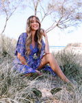 Cobalt Bloom Combi Wrap Dress