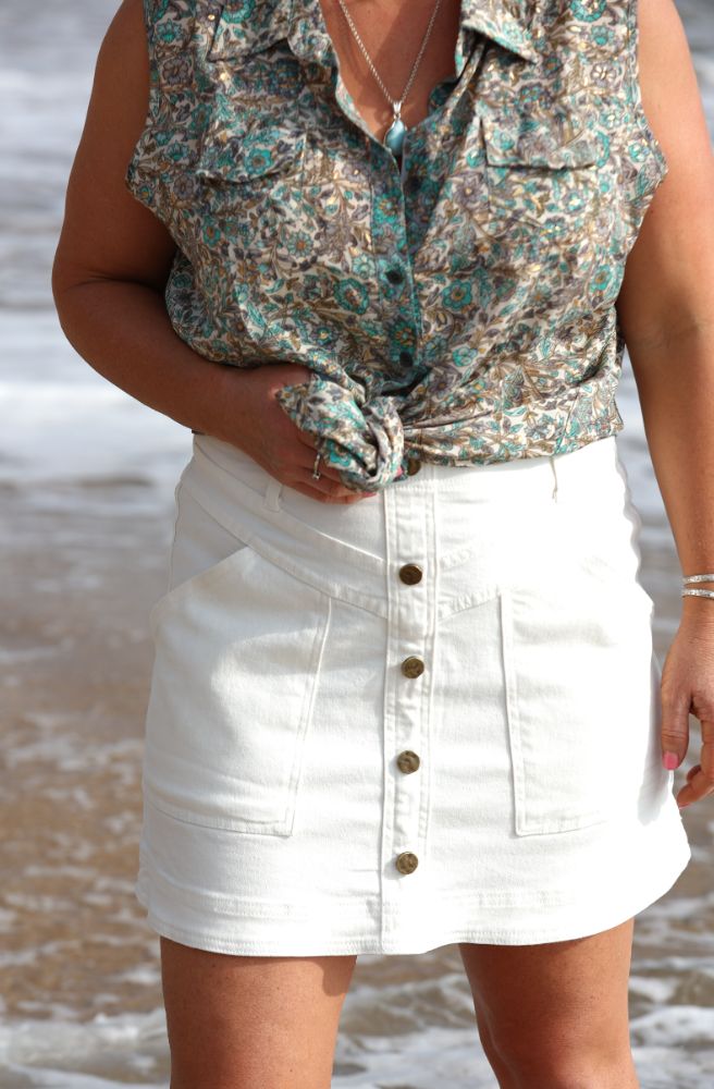 boho floral shirt with tie sleeveless summer style