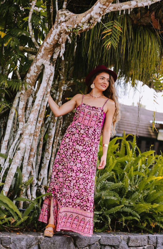 full length pink floral maxi dress honey bunch the label