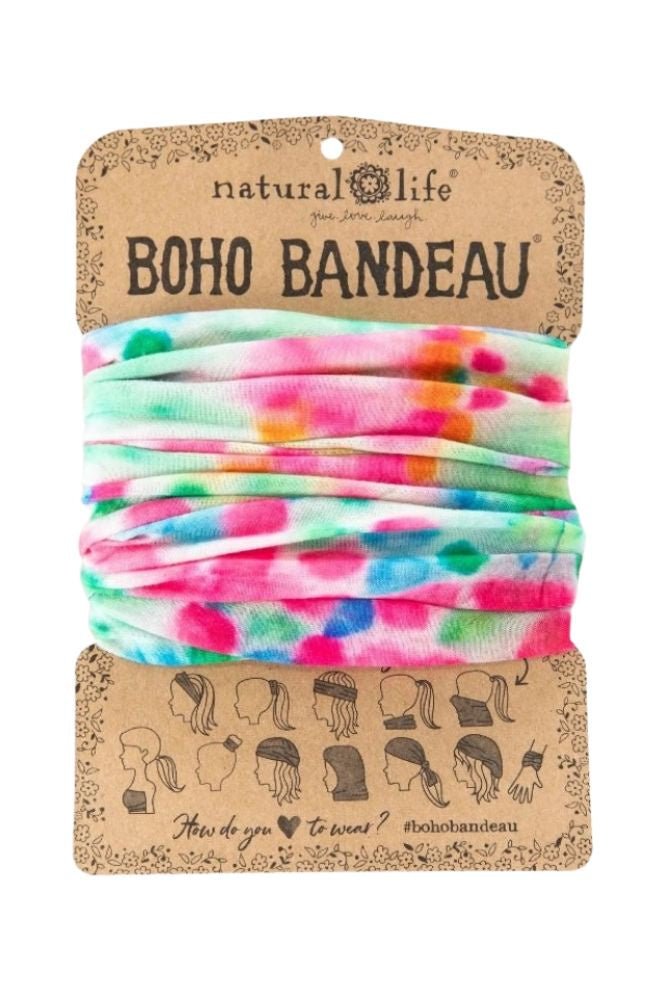 Boho Bandeau Spring Rainbow Tie Dye, Boho Style Headband