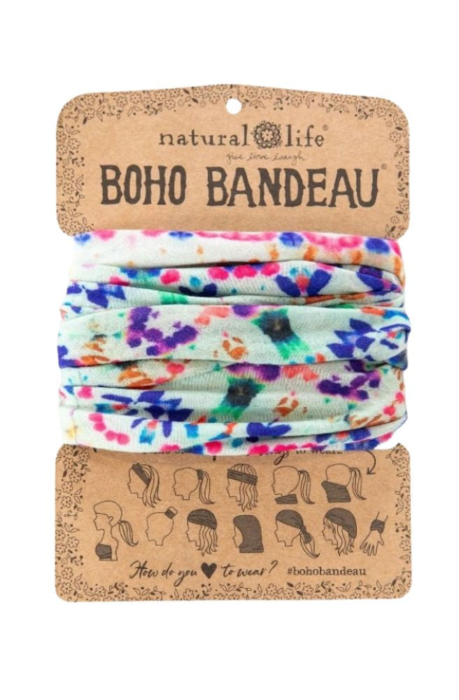 Boho Bandeau Dark Cream Tie Dye, Boho Style Headband
