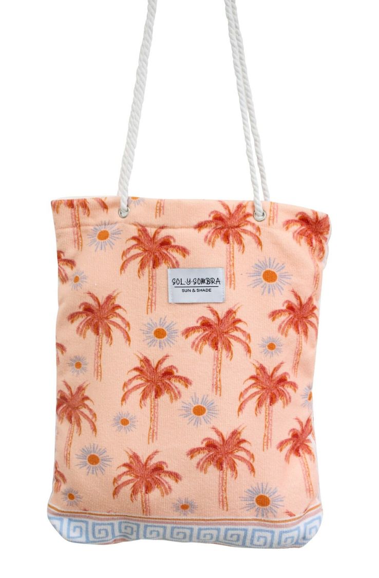 boho beach towel in a bag, palm tree print