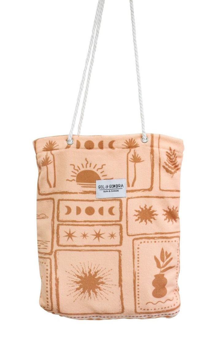 beach towel in a bag, boho style print