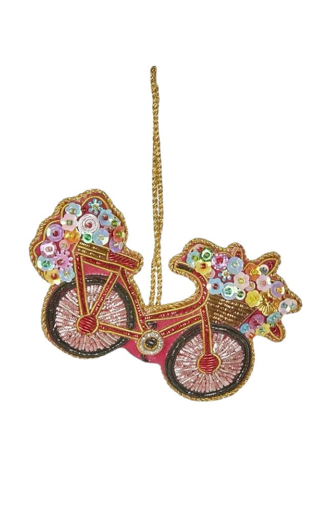 Flora Bicycle Xmas Tree Decoration, Sequin Christmas Ornament