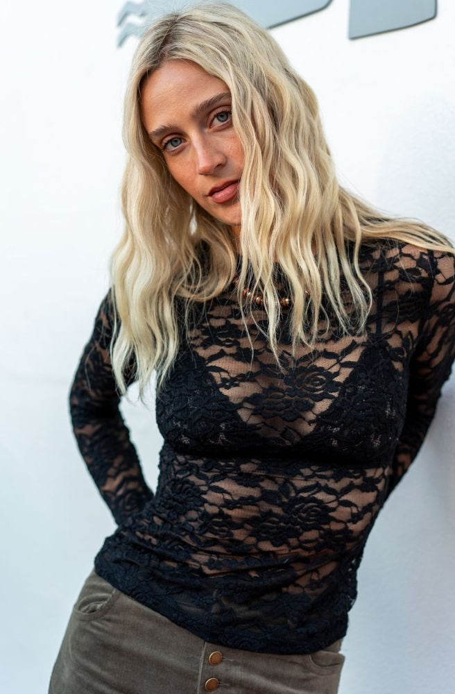 Black Lace Layering Top