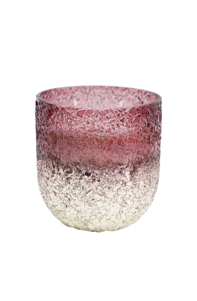 Berry and Pomegranate Candle, Boho Style Glass Holder