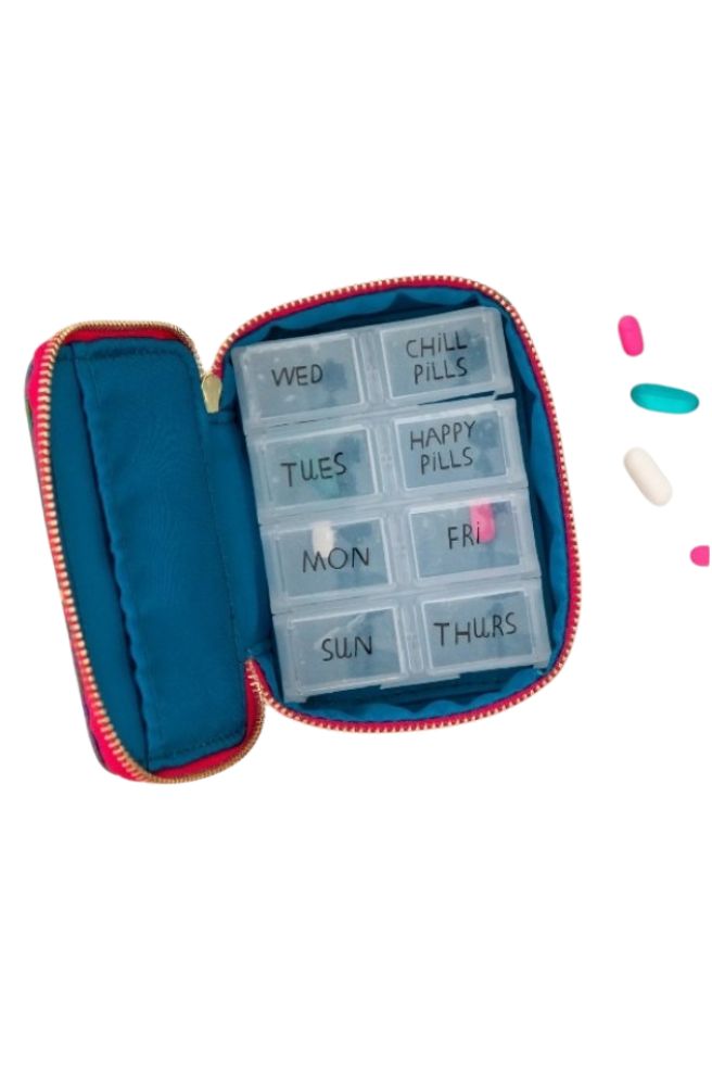 Daily Pill Case Getaway Pink Neon Green, Pillbox Gift Set