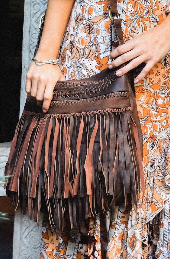 Boho Leather fringe shoulder bag