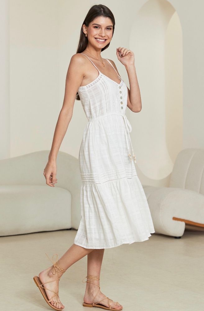 womens white summer midi dress embroidered