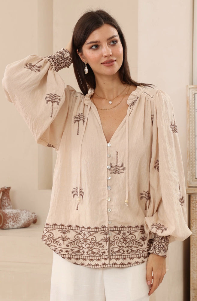 Les Palms Blouse, Boho Style Top