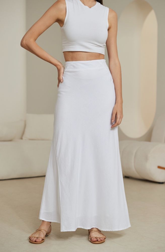 bohemian white full length maxi skirt 