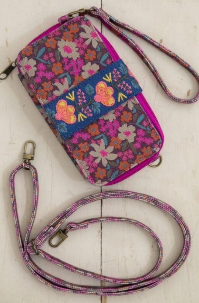 bohemian accessories floral embroidered wallet wrist strap shoulder strap