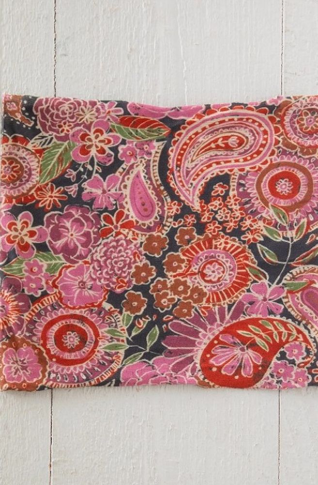 Boho Bandeau Half Pink Sketched Paisley