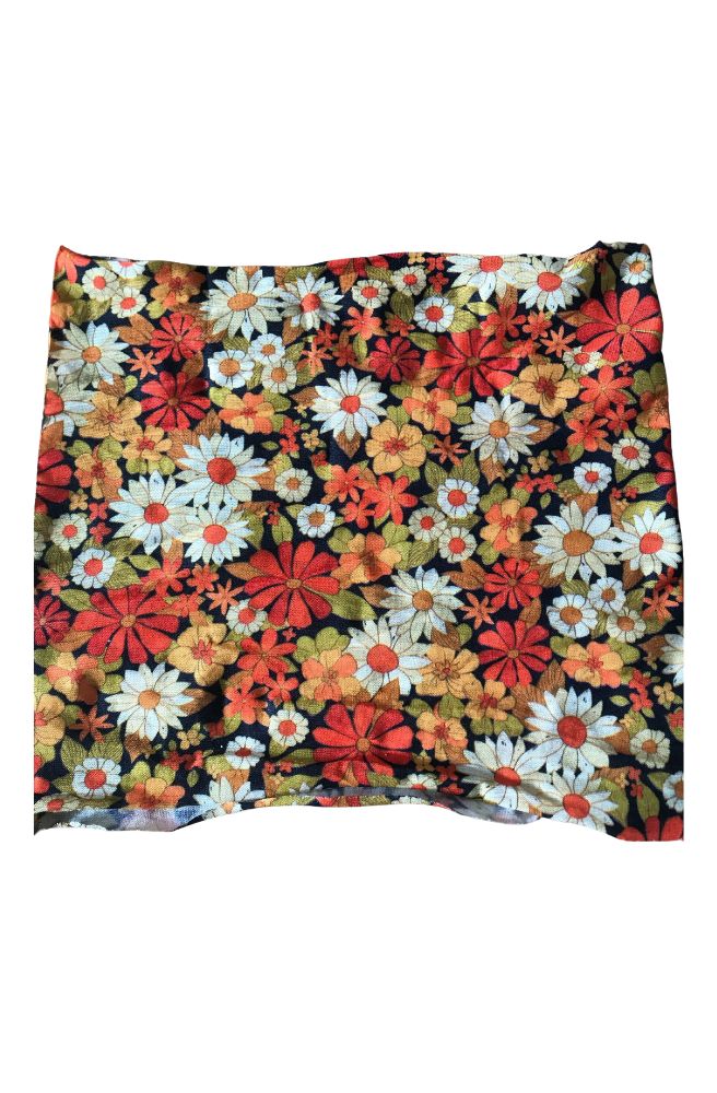 Boho Bandeau Half Folk Flower Patchwork, Retro Floral Print