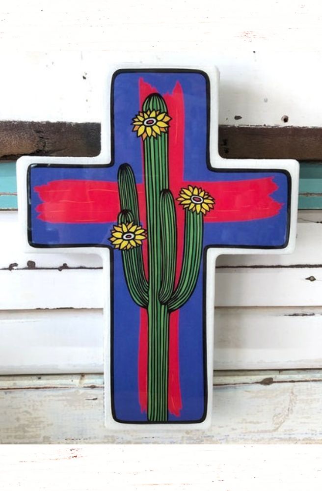 cactus cross artwork pop culture style bold colours