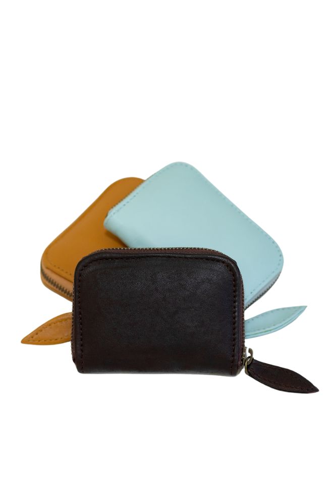 boho mini leather purse light blue tan and dark brown