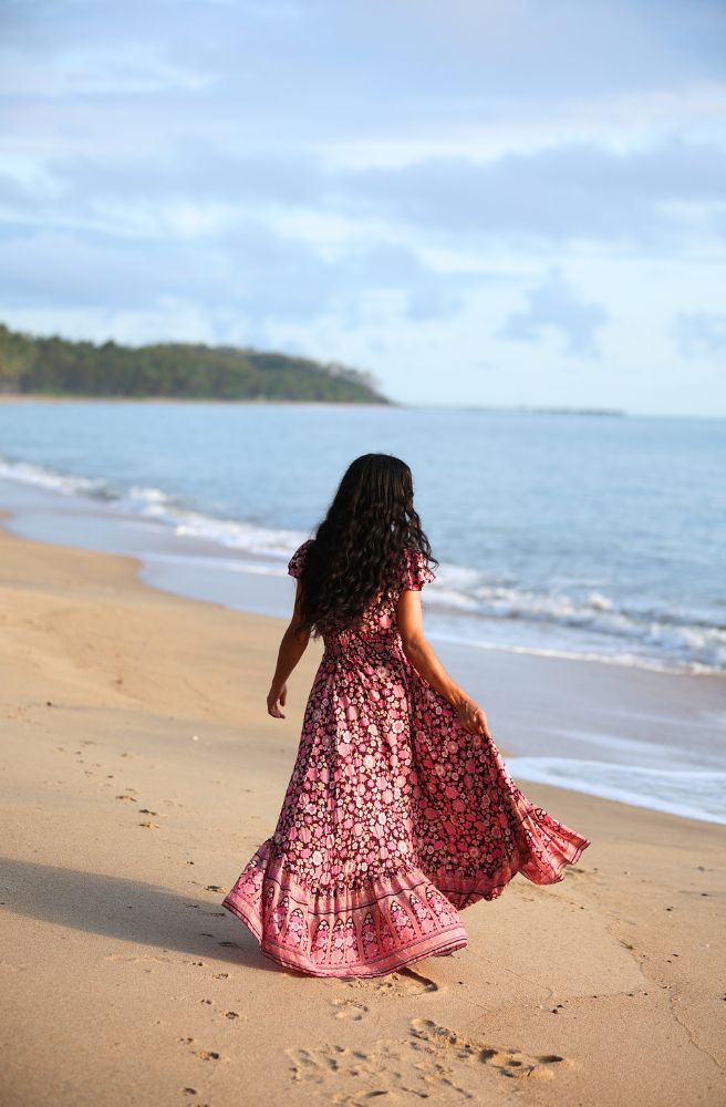honey bunch the label maxi dress boho prink floral