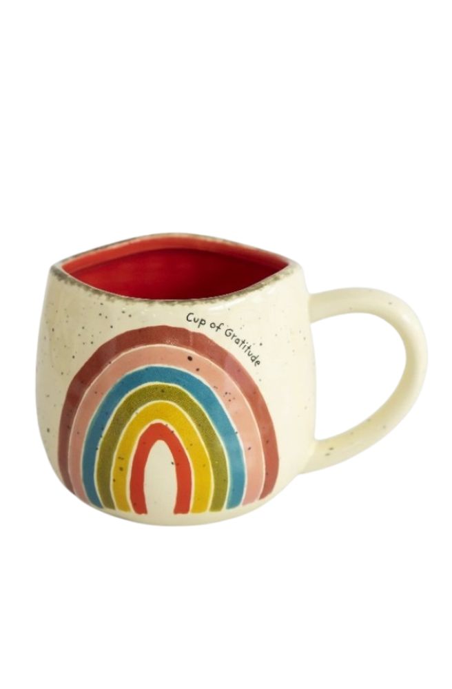 rainbow mug cup of gratitude ceramic boho kitchenware