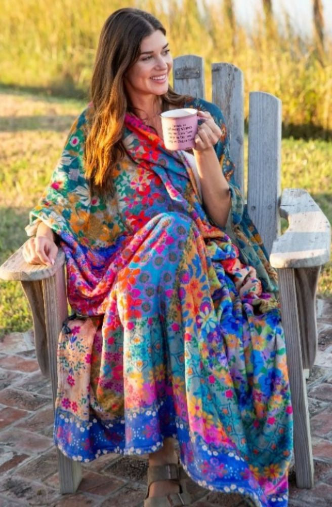 Cozy Blanket Bright Patchwork, Colourful Boho Style