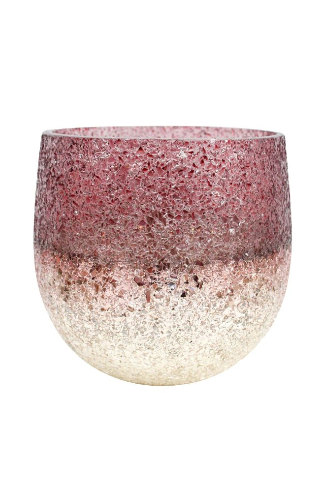 XL Glass Candle Holder Rose Champagne Colour, Boho Home Decor