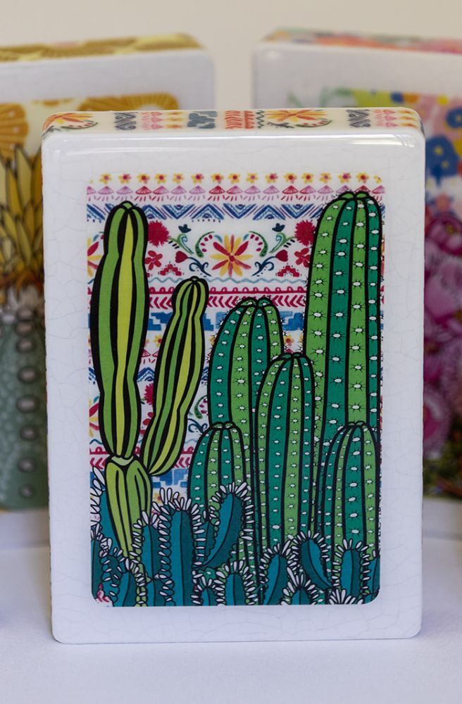 boho cactus resin plaque 1970s mexican style