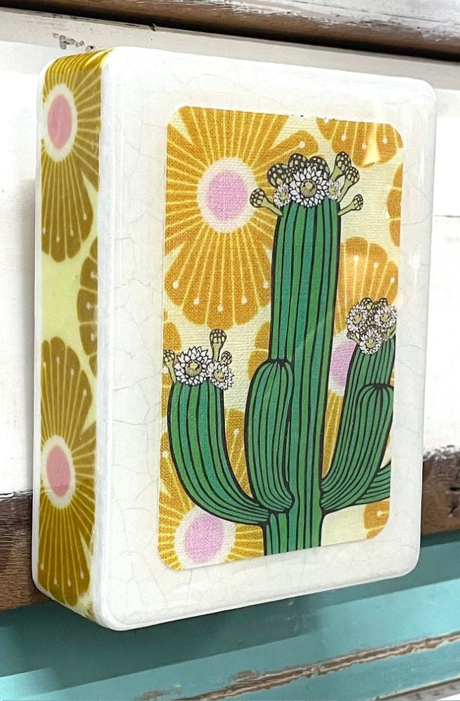 resin cactus art work 1970's style decor