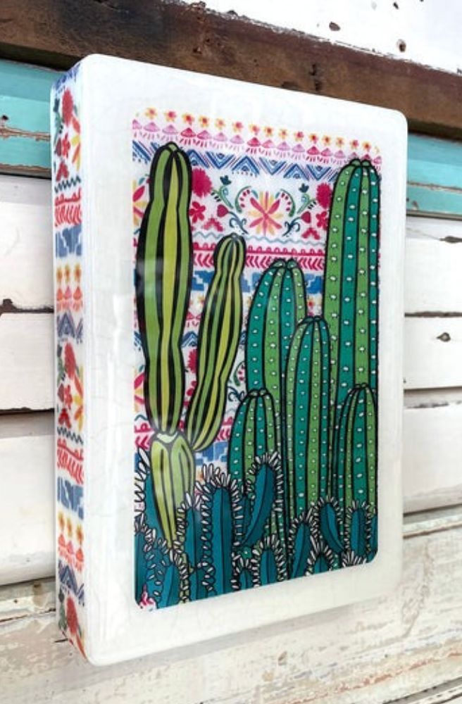 bohemian home decor resin cactus artwork