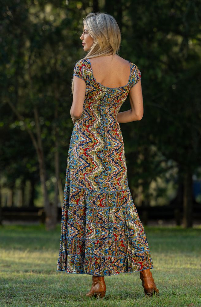 Aurora Rosa Dress, Rear View Shirred Bodice