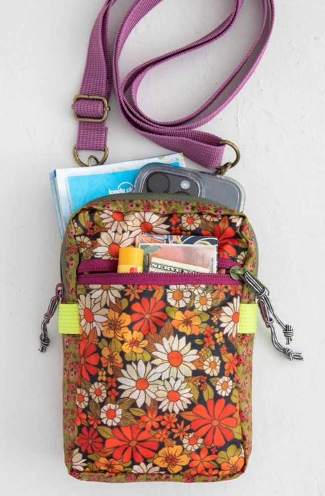 travel bag cross body style boho floral print