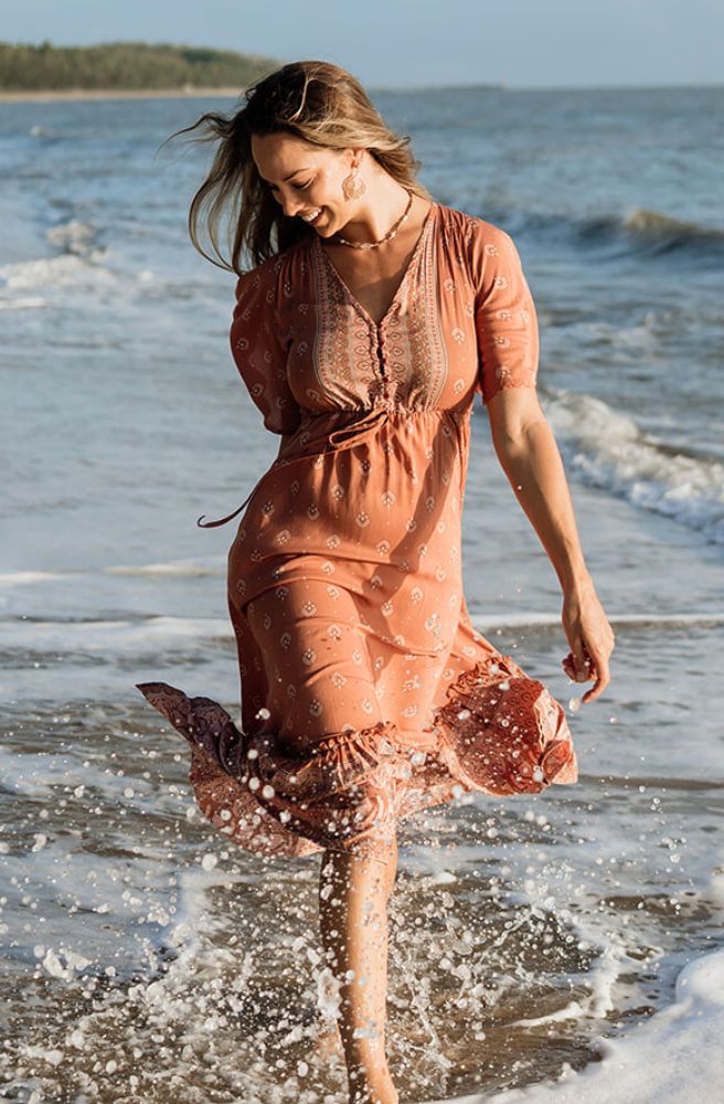 Bazaar Boho Dress, Drawstring Waist