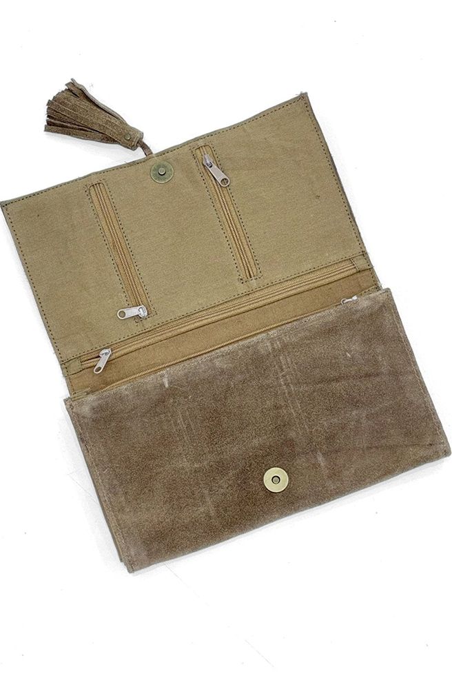 Beaded Suede Clutch
