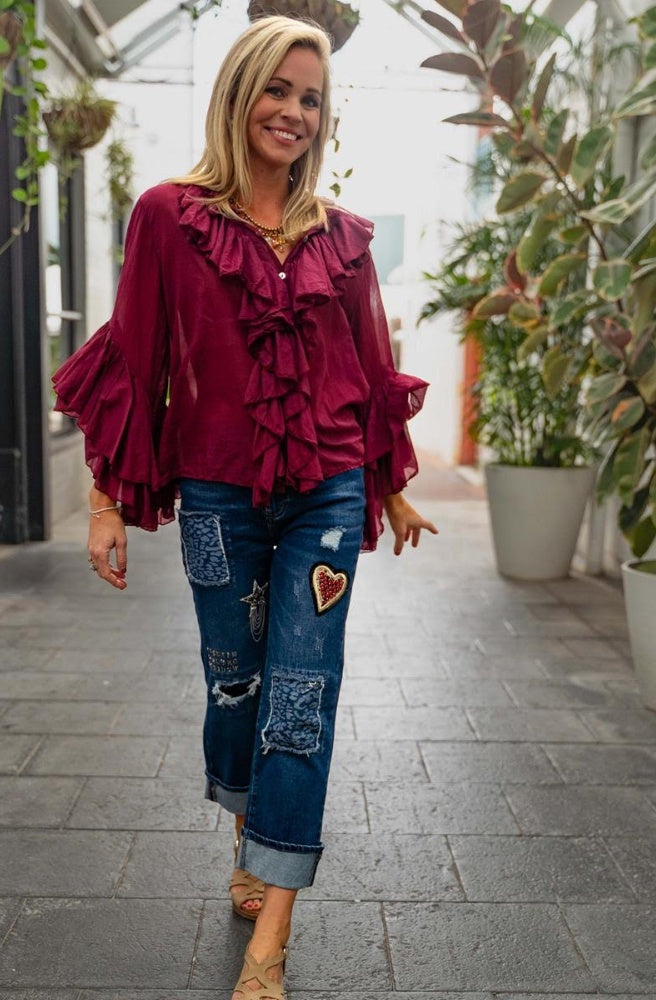 Bestie Heart Jeans, Vintage Boho Chic Style